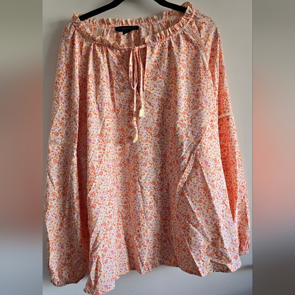 Sanctuary Floral Blouse in Pink and Orange